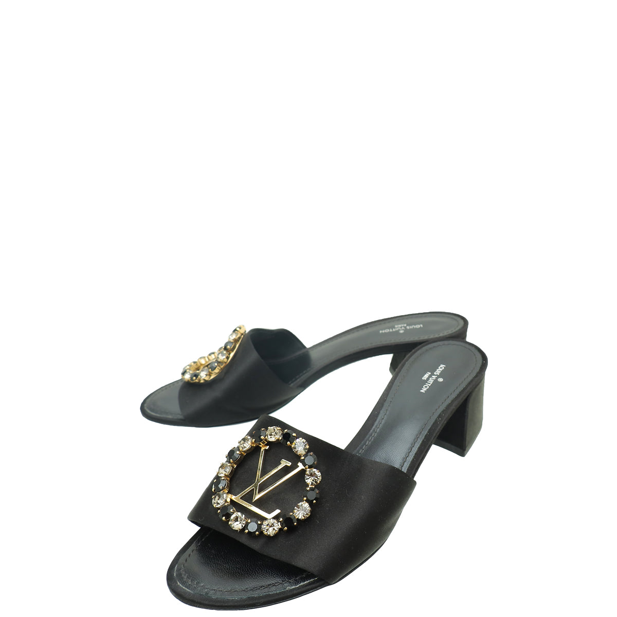 Louis Vuitton Black Satin Madeleine Mules 38.5-Louis Vuitton-THE CLOSET