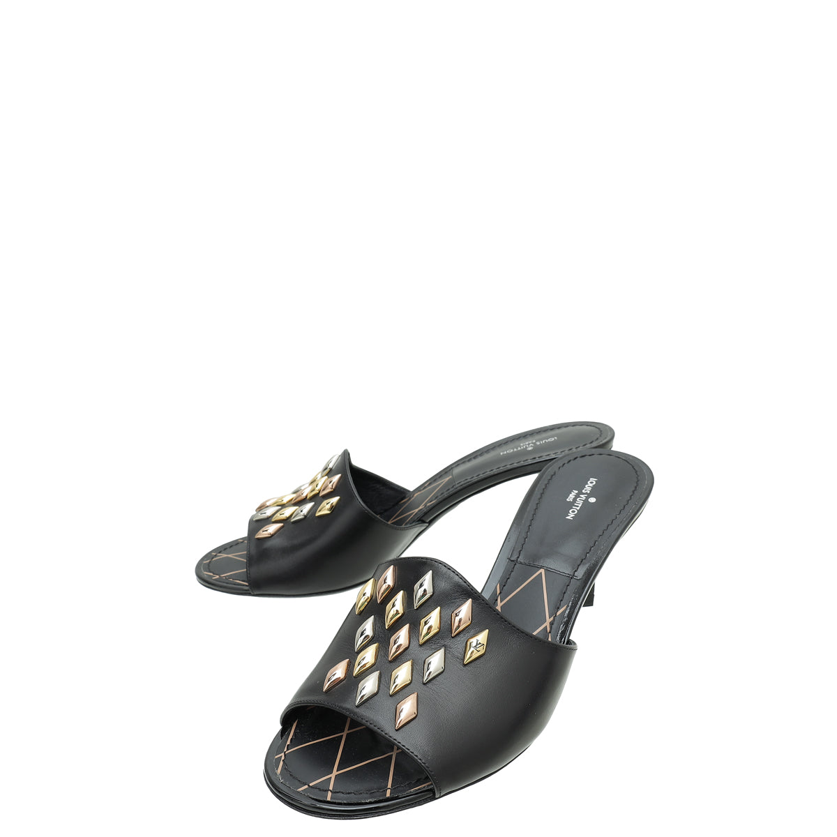 Louis Vuitton Black Studded Slide Sandals 38.5-Louis Vuitton-THE CLOSET