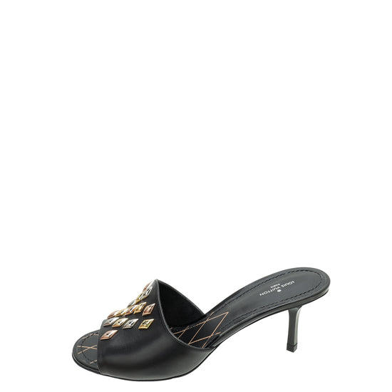 Louis Vuitton Black Studded Slide Sandals 38.5