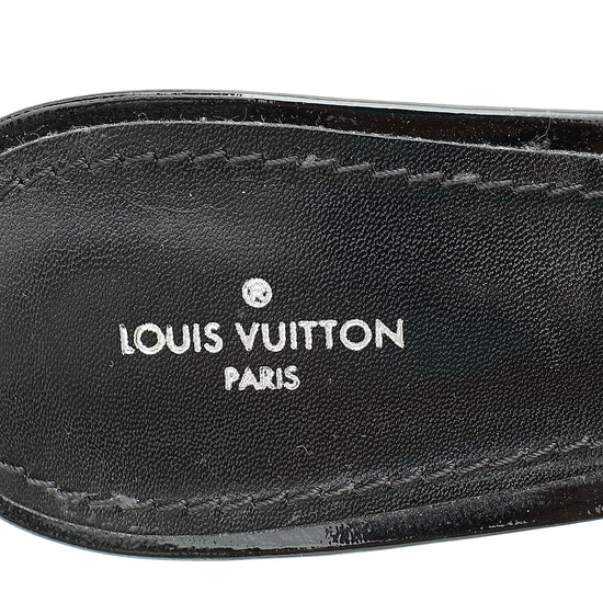 Louis Vuitton x Supreme LV Monogram Leather Slides - Black Sandals