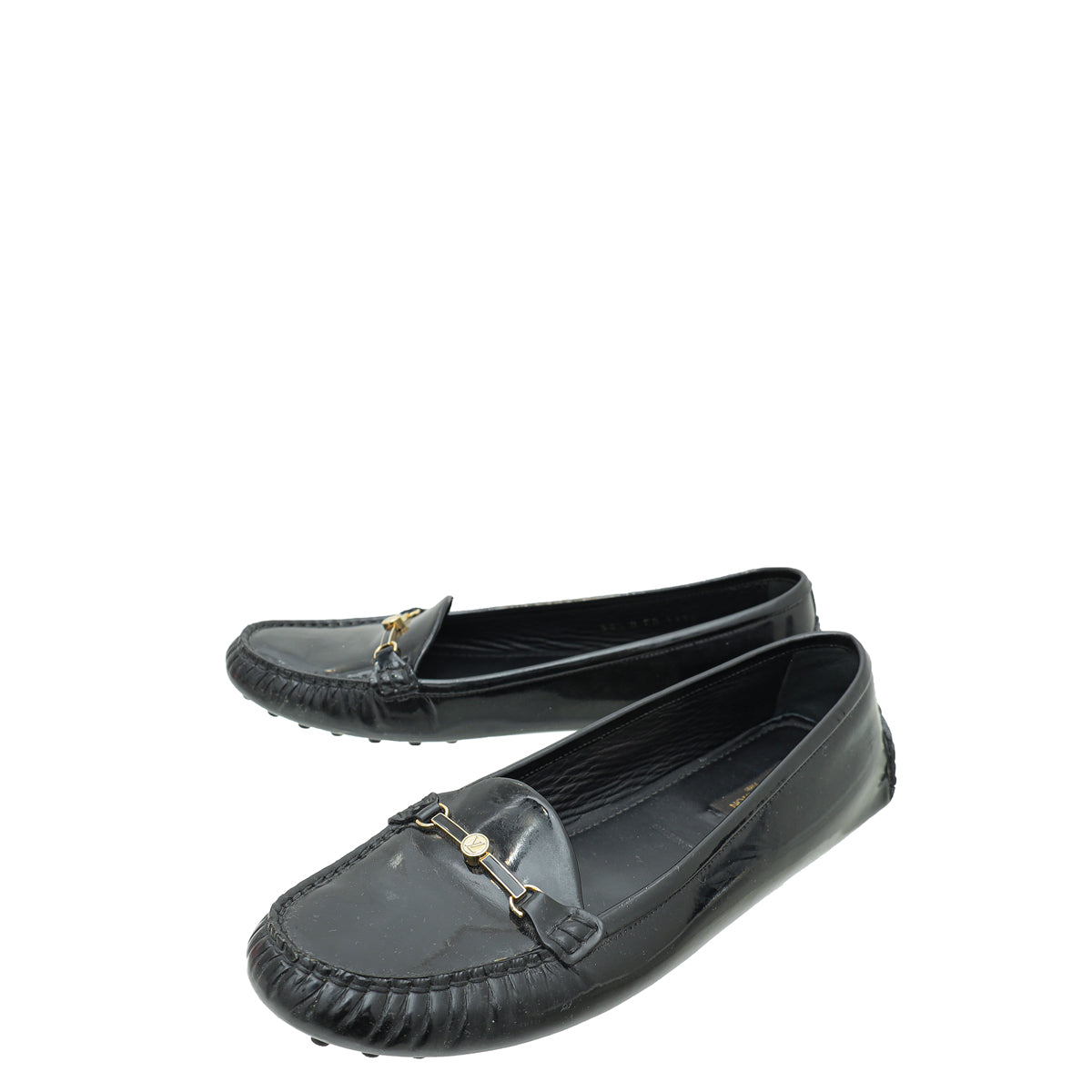 Louis Vuitton Black Logo Enamel Bar Embellished Loafers 38.5