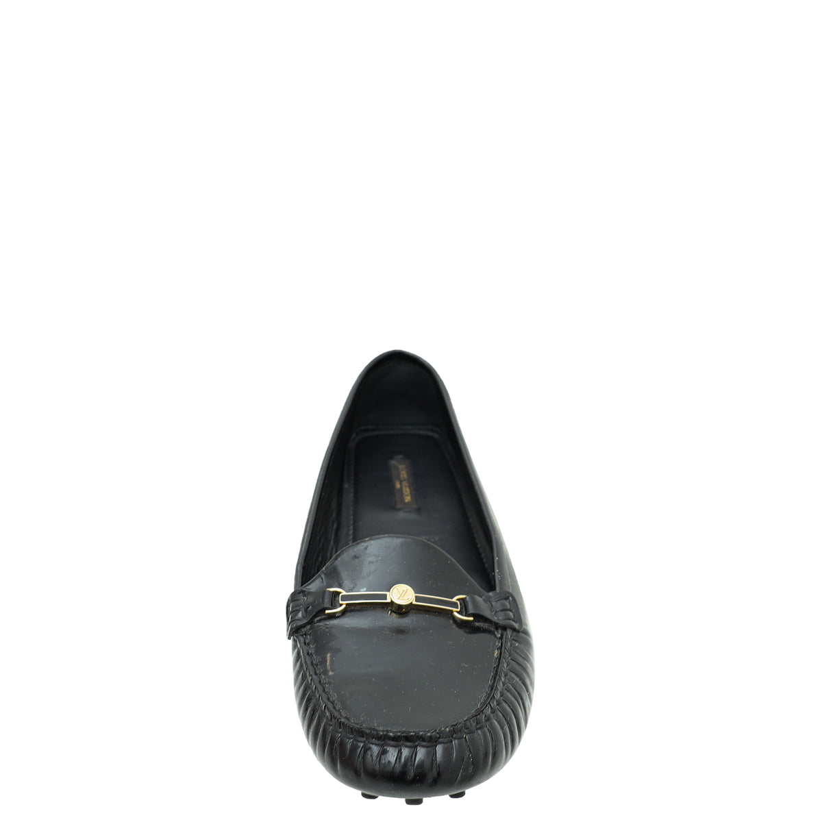 Louis Vuitton Black Logo Enamel Bar Embellished Loafers 38.5-Louis Vuitton-THE CLOSET