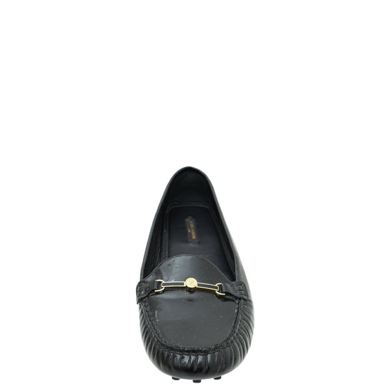 Louis Vuitton Black Logo Enamel Bar Embellished Loafers 38.5