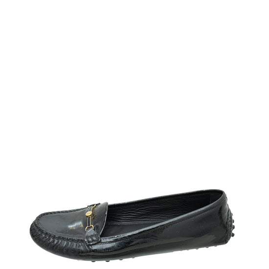 Louis Vuitton Black Logo Enamel Bar Embellished Loafers 38.5