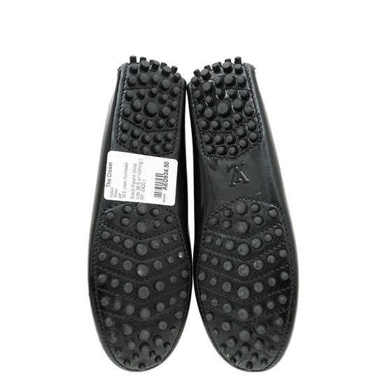 Louis Vuitton Black Logo Enamel Bar Embellished Loafers 38.5