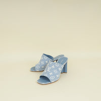 Louis Vuitton Blue Monogram Silhouette Mules 38.5