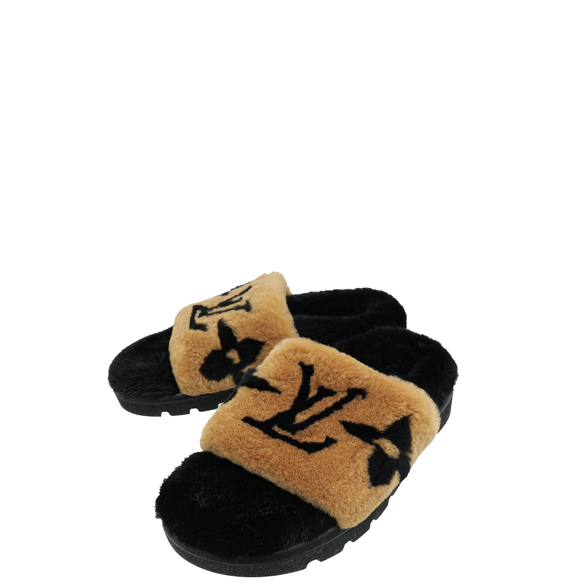 Louis Vuitton Bicolor Mink Fur Pool Pillow Comfort Mule 38-Louis Vuitton-THE CLOSET