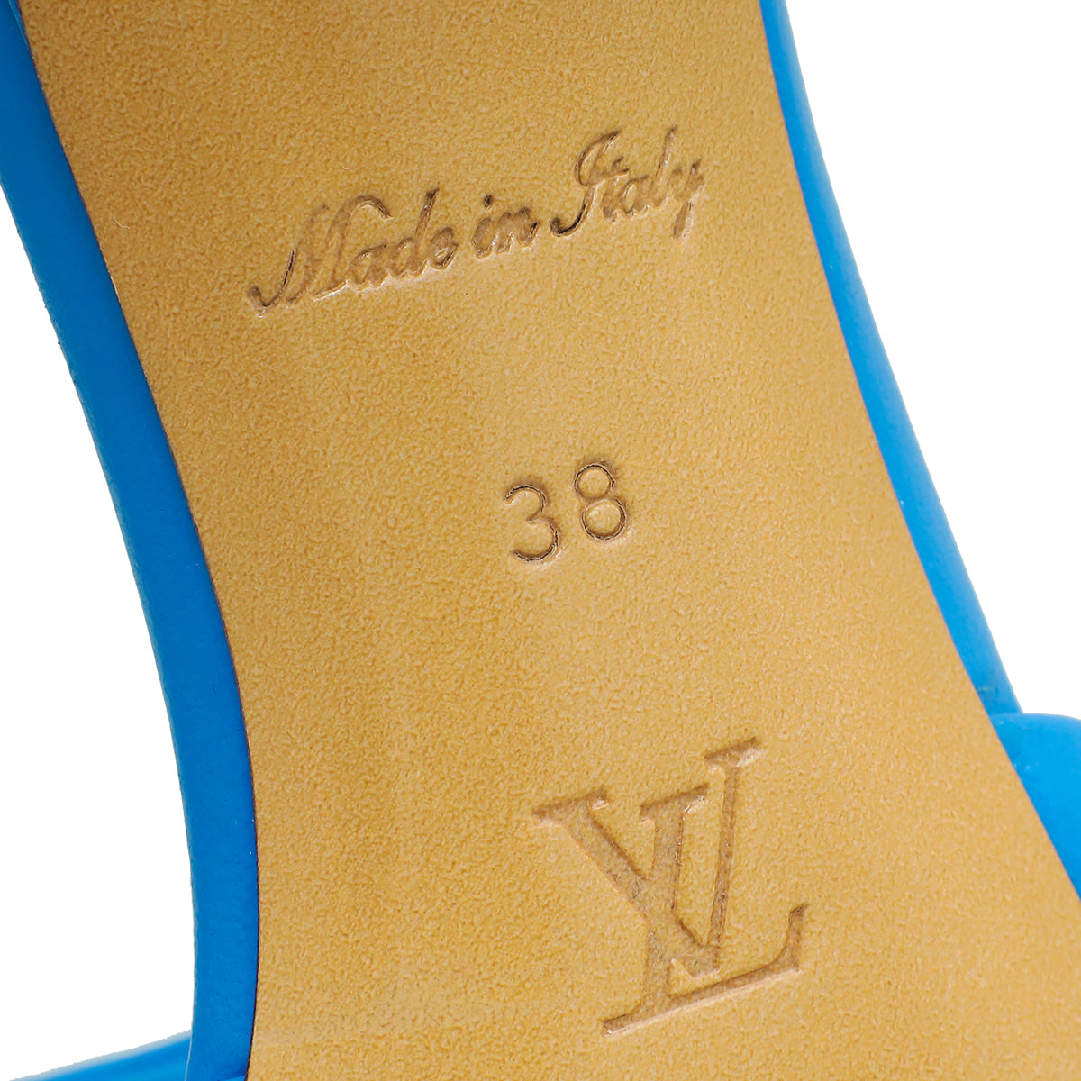 Louis Vuitton Royal Blue Monogram Embossed Revival Mules 38