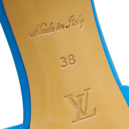 Louis Vuitton Royal Blue Monogram Embossed Revival Mules 38