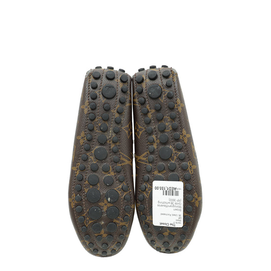 Louis Vuitton Brown Monogram Gloria Flat Loafers 38