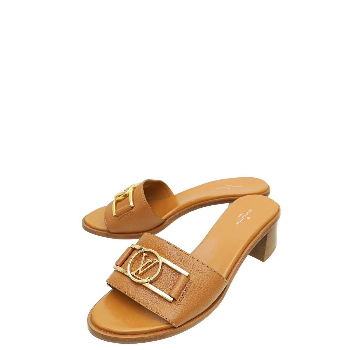 Louis Vuitton Tan Lock It Mules 38-Louis Vuitton-THE CLOSET