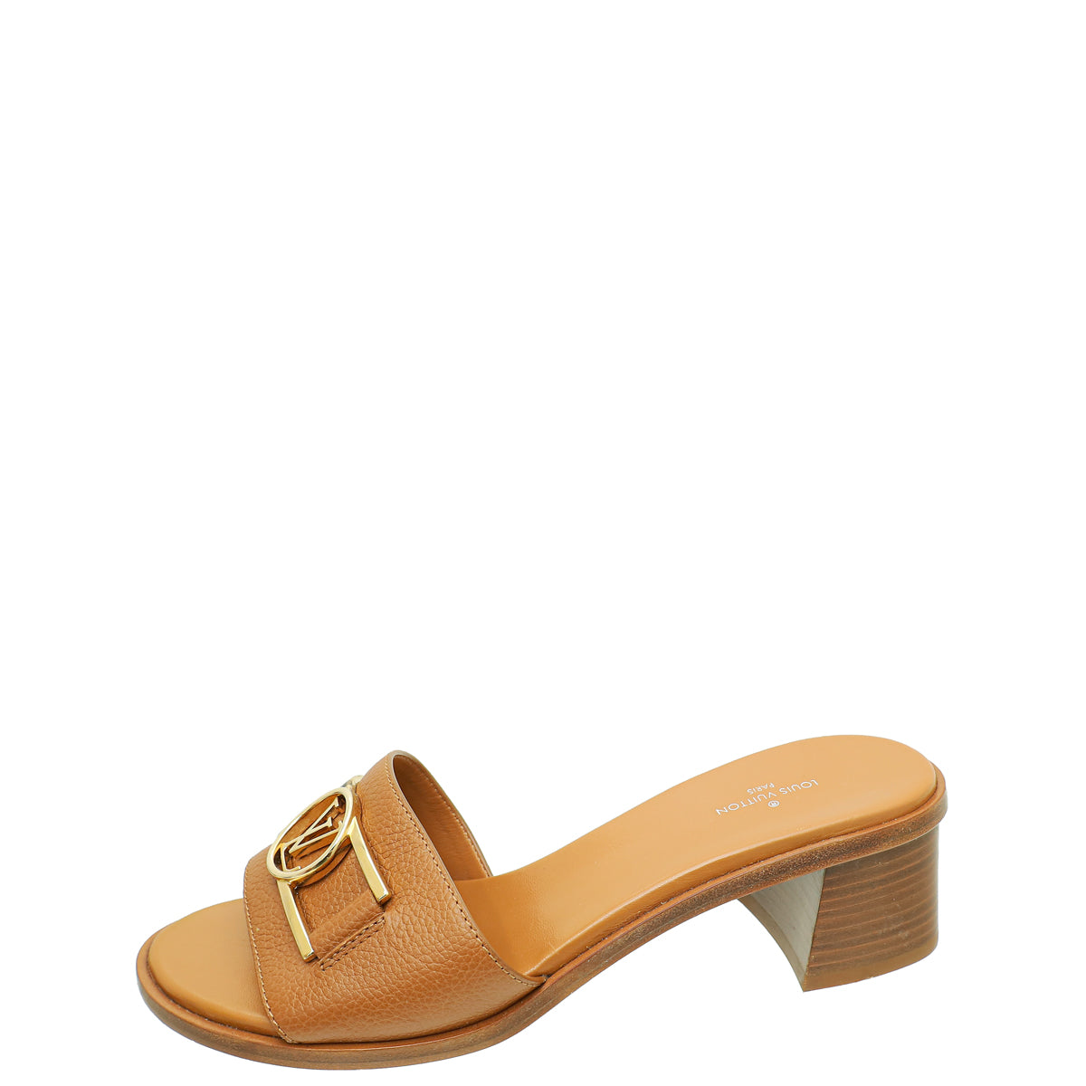 Louis Vuitton Tan Lock It Mules 38 – THE CLOSET