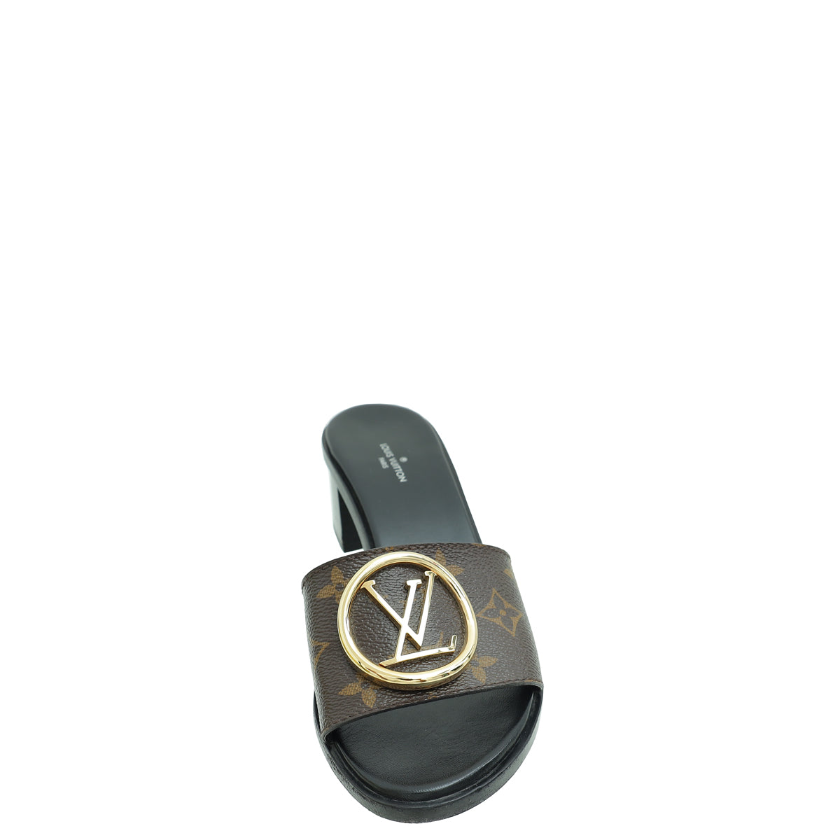 Louis Vuitton Brown Monogram Lock It Mules 38-Louis Vuitton-THE CLOSET