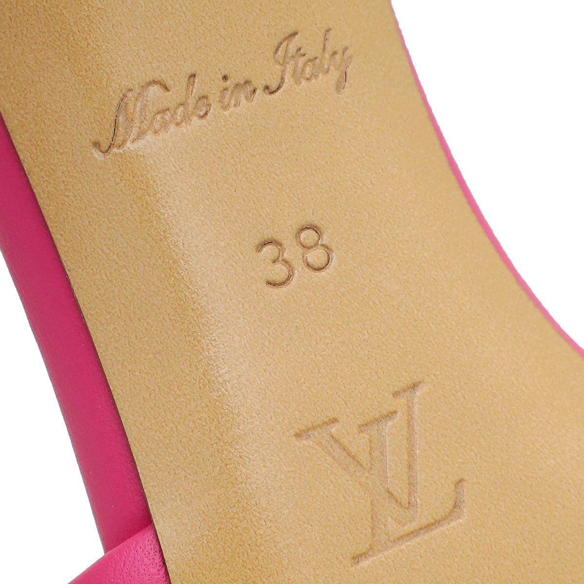 Louis Vuitton Pink Monogram Embossed Revival Mules 38