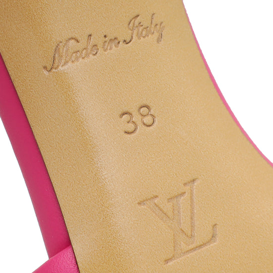 Louis Vuitton Pink Monogram Embossed Revival Mules 38