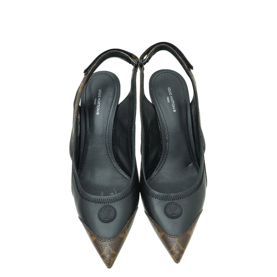 Louis Vuitton Monogram Black Archlight Slingback Pump 39