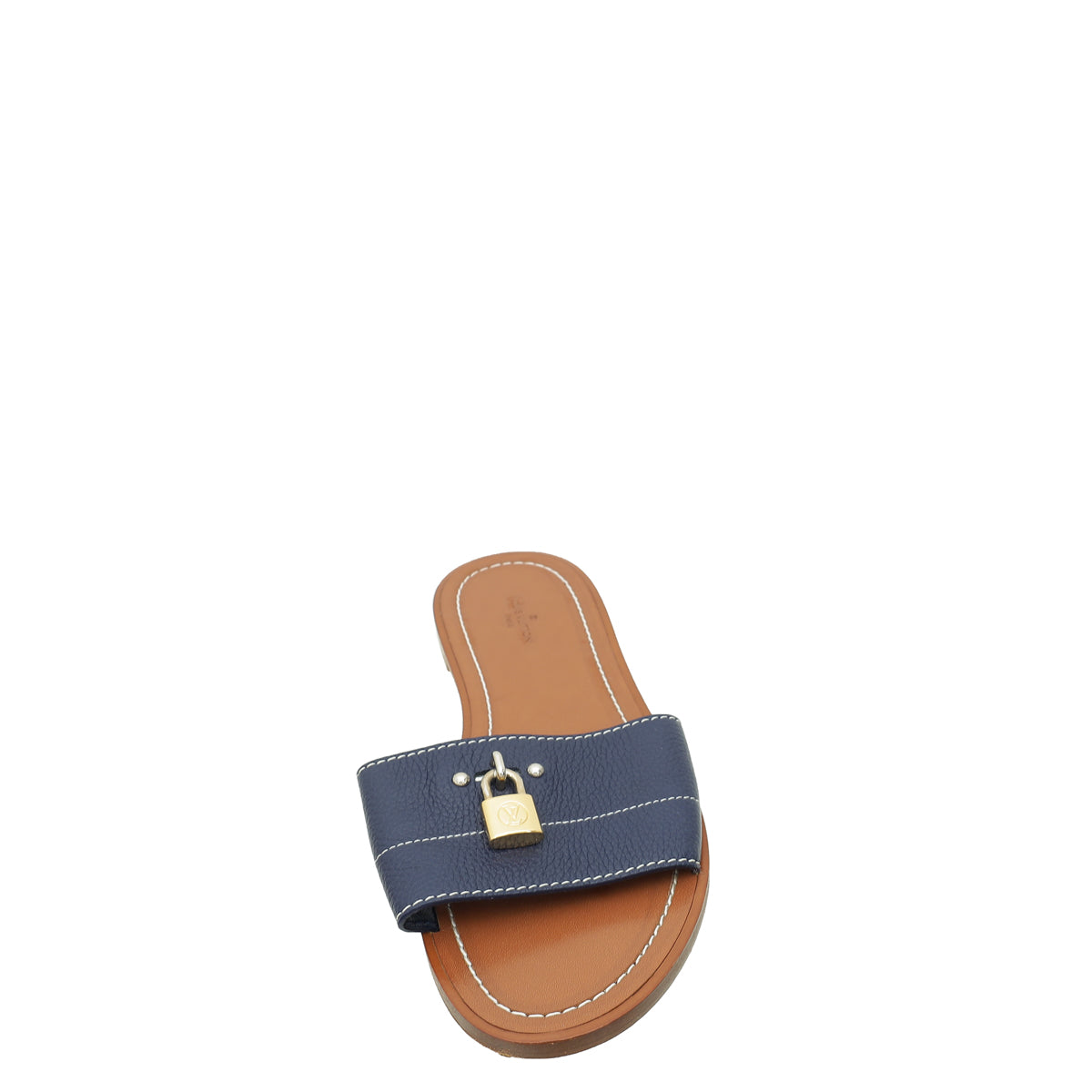 Louis Vuitton Navy Blue Lockit Flat Mules 39