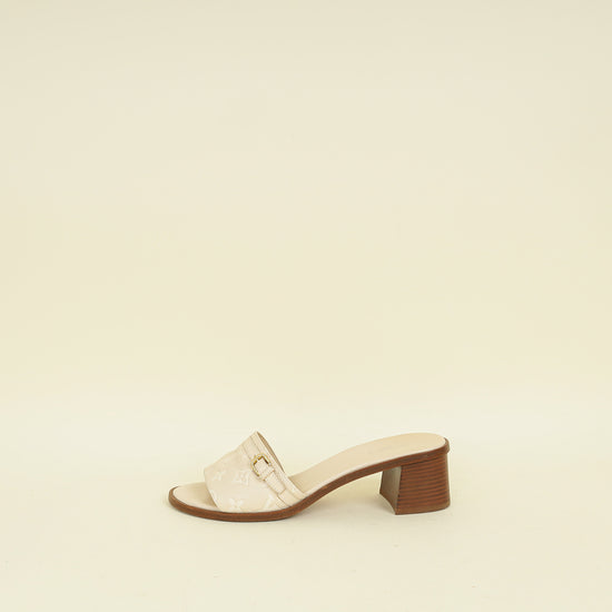 Louis Vuitton Cream Monogram Empreinte Lockit Mules 40