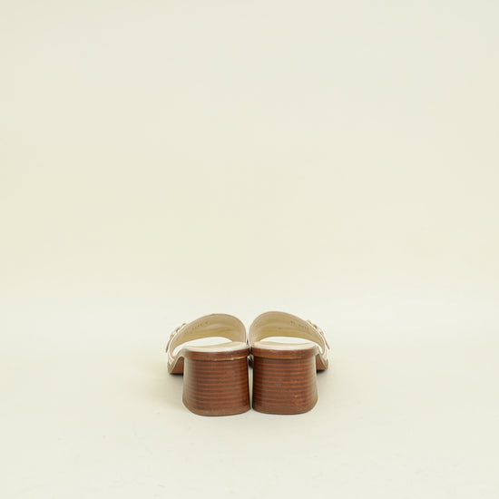 Louis Vuitton Cream Monogram Empreinte Lockit Mules 40