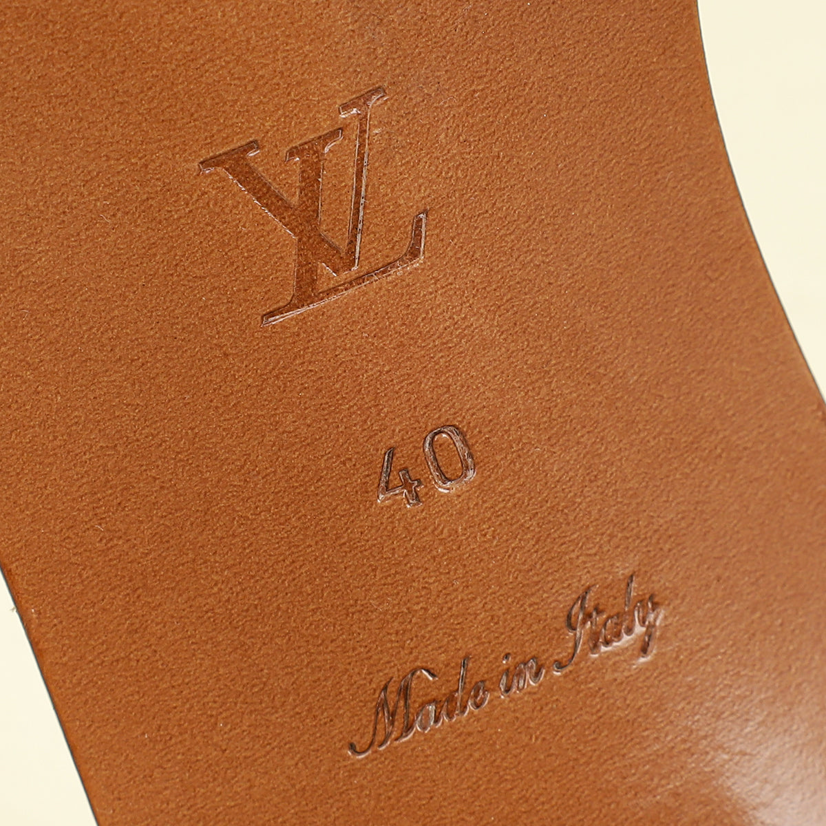 Louis Vuitton Cream Monogram Empreinte Lockit Mules 40