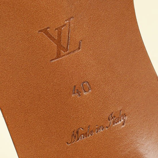 Louis Vuitton Cream Monogram Empreinte Lockit Mules 40