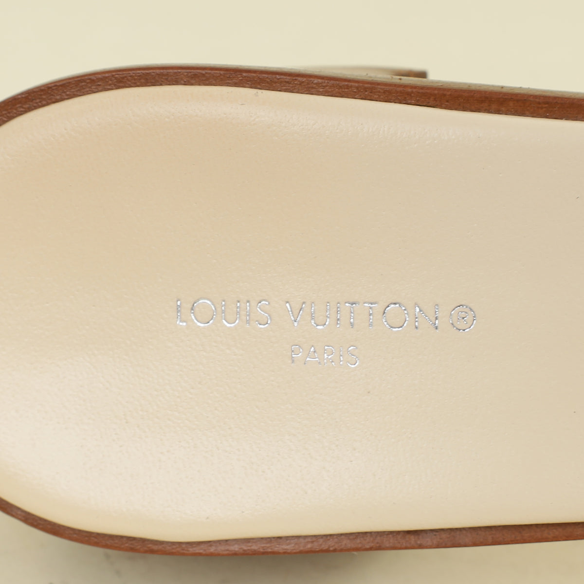 Louis Vuitton Cream Monogram Empreinte Lockit Mules 40