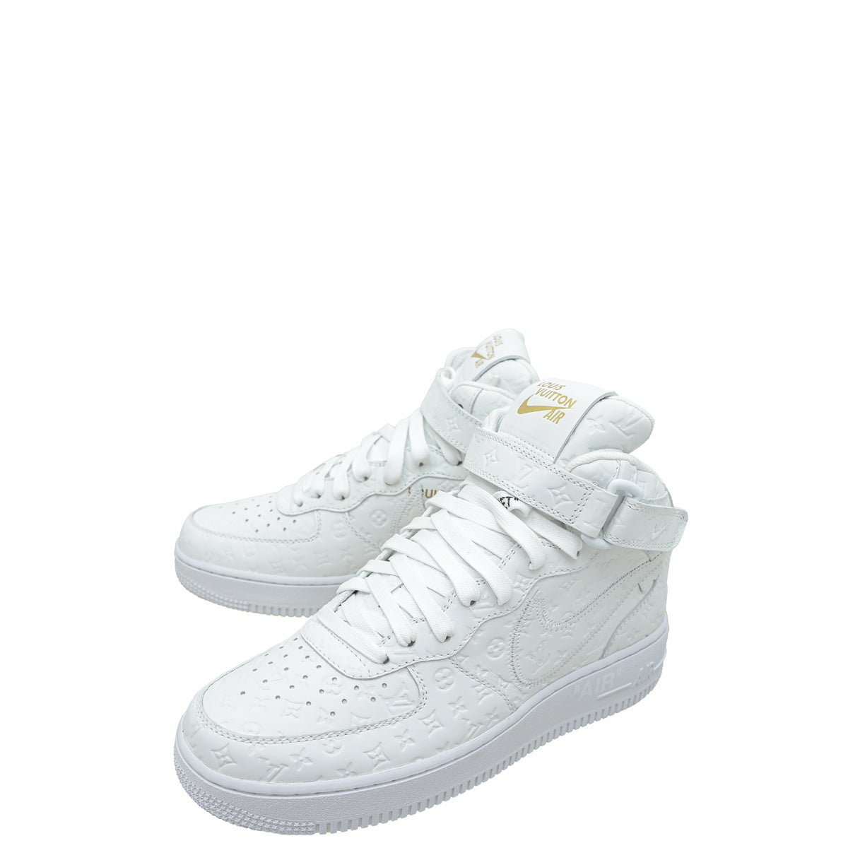 Louis Vuitton White x Nike Air Force 1 Monogram Empreinte High Cut Sneaker 7-Louis Vuitton-THE CLOSET