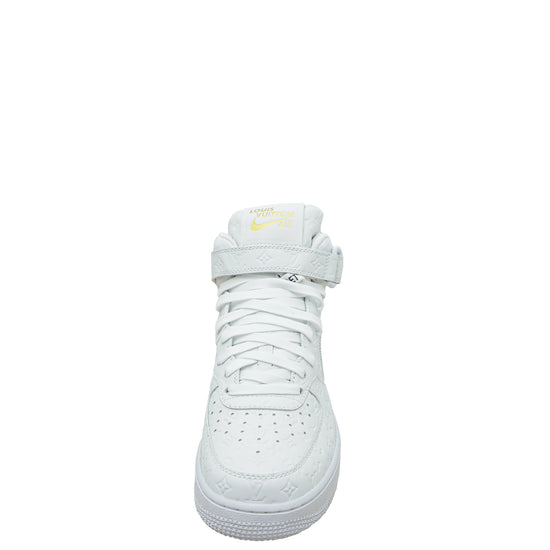 Louis Vuitton x Nike Air Force 1 Mid Sneakers Monogram Embossed Leather  White 6