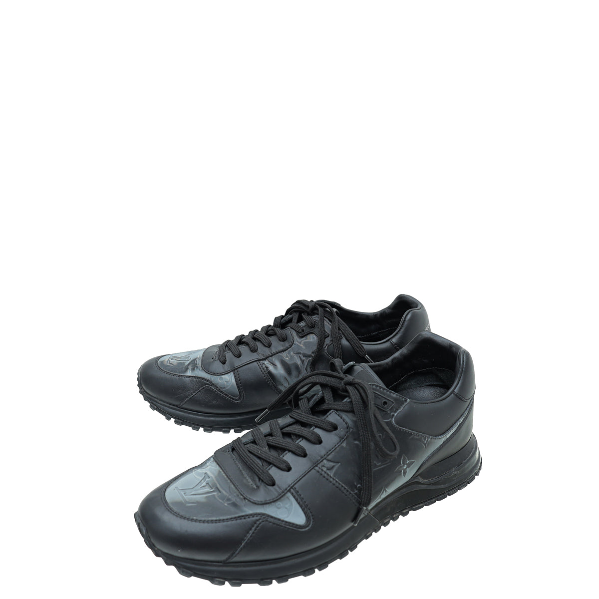 Louis Vuitton Black Iridescent Textile Monogram Mens Run Away Sneakers 7-Louis Vuitton-THE CLOSET