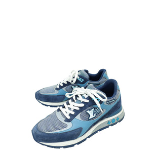 Louis Vuitton Multicolor Blue Mesh and Suede Run Away Sneaker 9