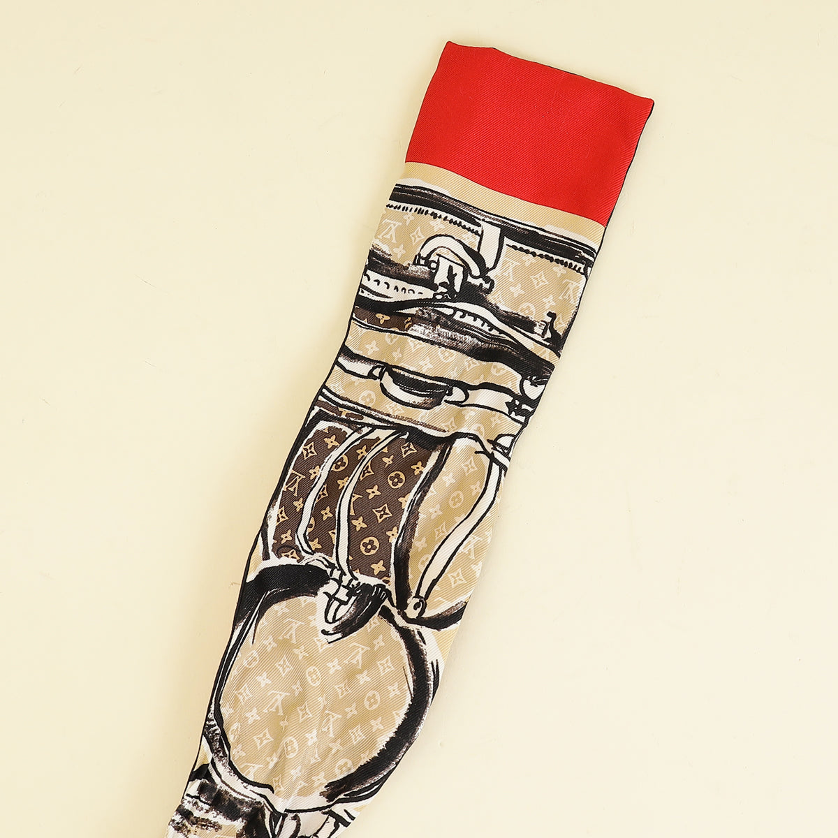 Louis Vuitton Multicolor Trunks Print Bandeau Scarf-Louis Vuitton-THE CLOSET