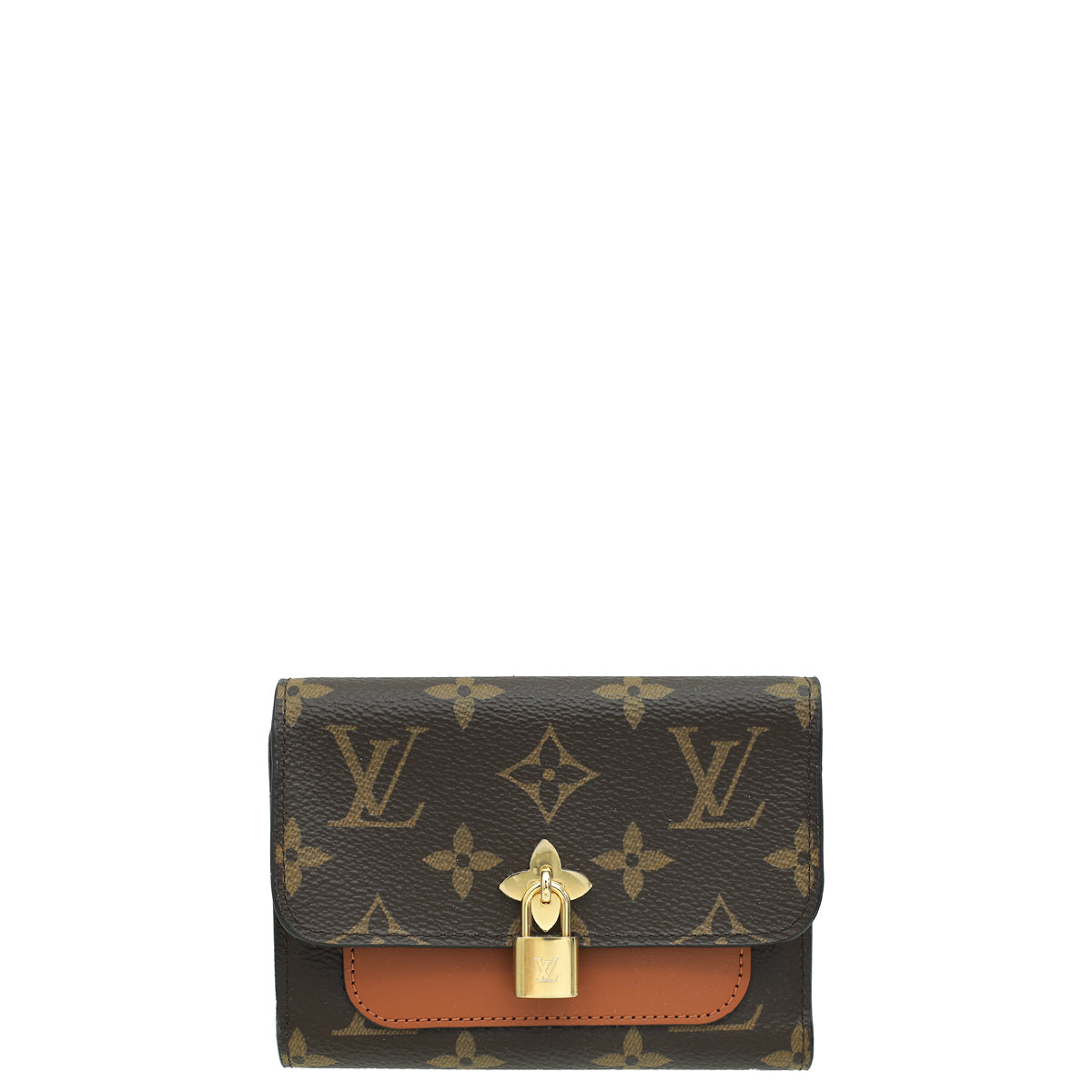 Louis Vuitton Monogram Caramel Flower Lock Compact Wallet-Louis Vuitton-THE CLOSET