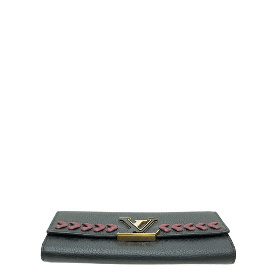Louis Vuitton Black Capucines Long Wallet W/ Braided Detail