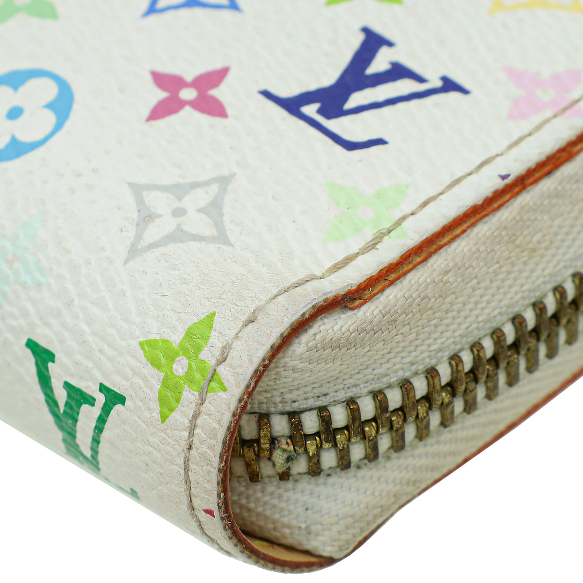 Louis Vuitton White Multicolor Monogram Zippy Wallet