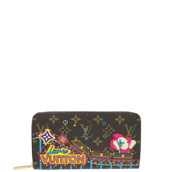 Louis Vuitton Brown Monogram Coated Canvas Christmas Animation Zippy Coin Purse Wallet Gold Hardware, 2020 (Very Good), Womens Handbag