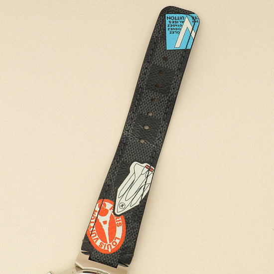 Louis Vuitton Stainless Steel Damier Graphite Tambour Automatic 44mm Watch-Louis Vuitton-THE CLOSET