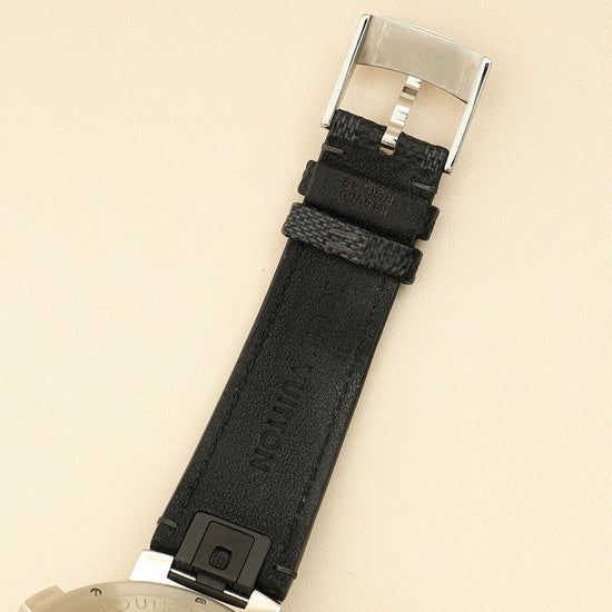 Louis Vuitton Stainless Steel Damier Graphite Tambour Automatic 44mm Watch-Louis Vuitton-THE CLOSET