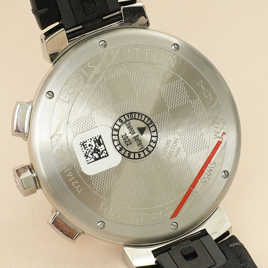 Louis Vuitton Stainless Steel Damier Graphite Tambour Automatic 44mm Watch-Louis Vuitton-THE CLOSET