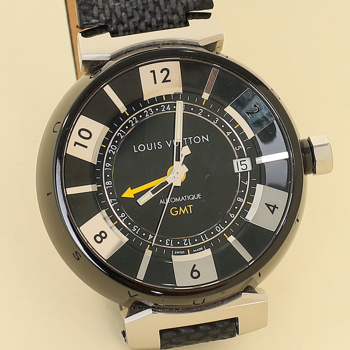 Louis Vuitton Stainless Steel Tambour GMT Automatic 41.2mm Men's Watch