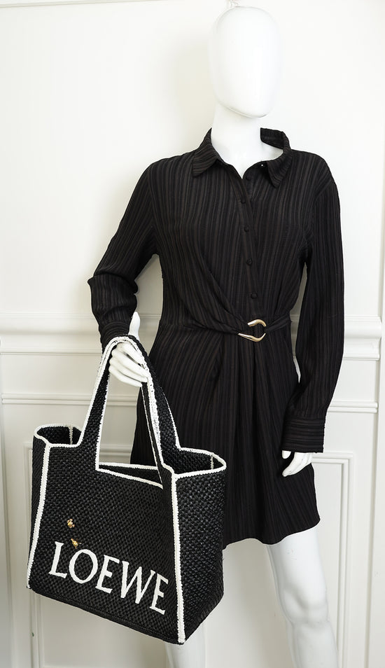 Loewe Bicolor Raffia Large LOEWE Font Tote Bag