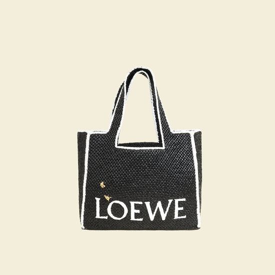 Loewe Bicolor Raffia Large LOEWE Font Tote Bag