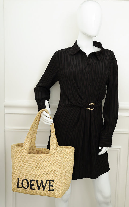 Loewe Natural Medium Font Tote Bag-Loewe-THE CLOSET