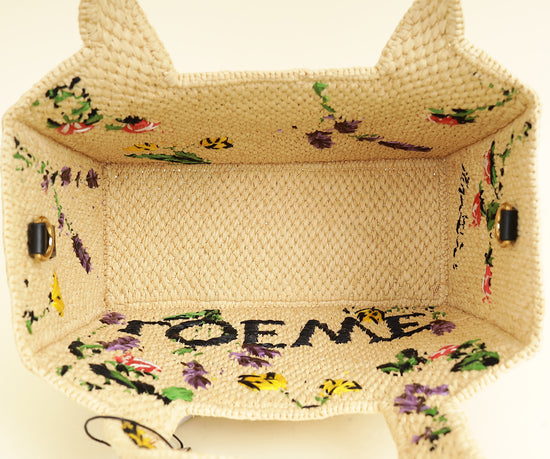 Loewe Bicolor x Paula's Ibiza Raffia Font Tote Small Bag