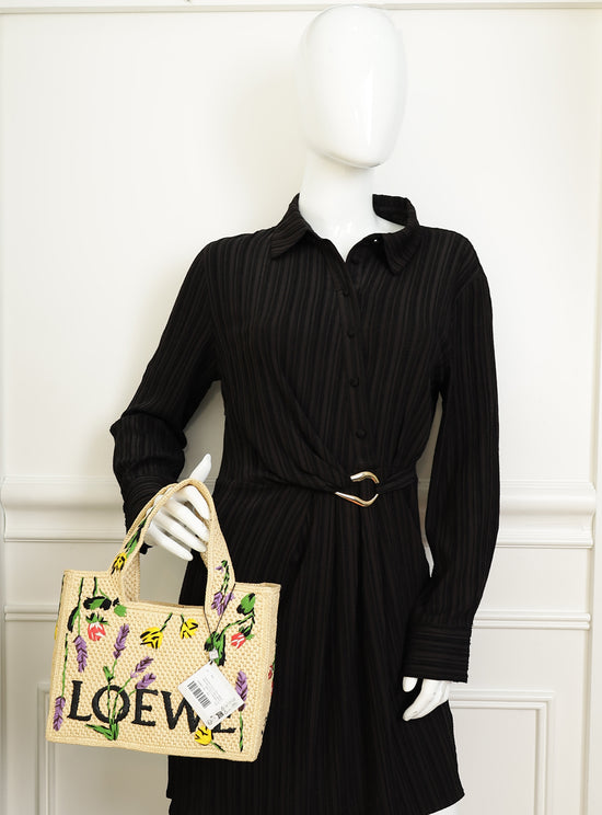 Loewe Bicolor x Paula's Ibiza Raffia Font Tote Small Bag