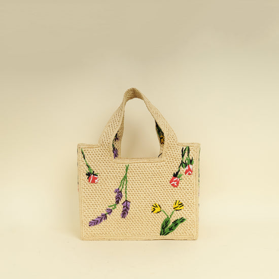 Loewe Bicolor x Paula's Ibiza Raffia Font Tote Small Bag