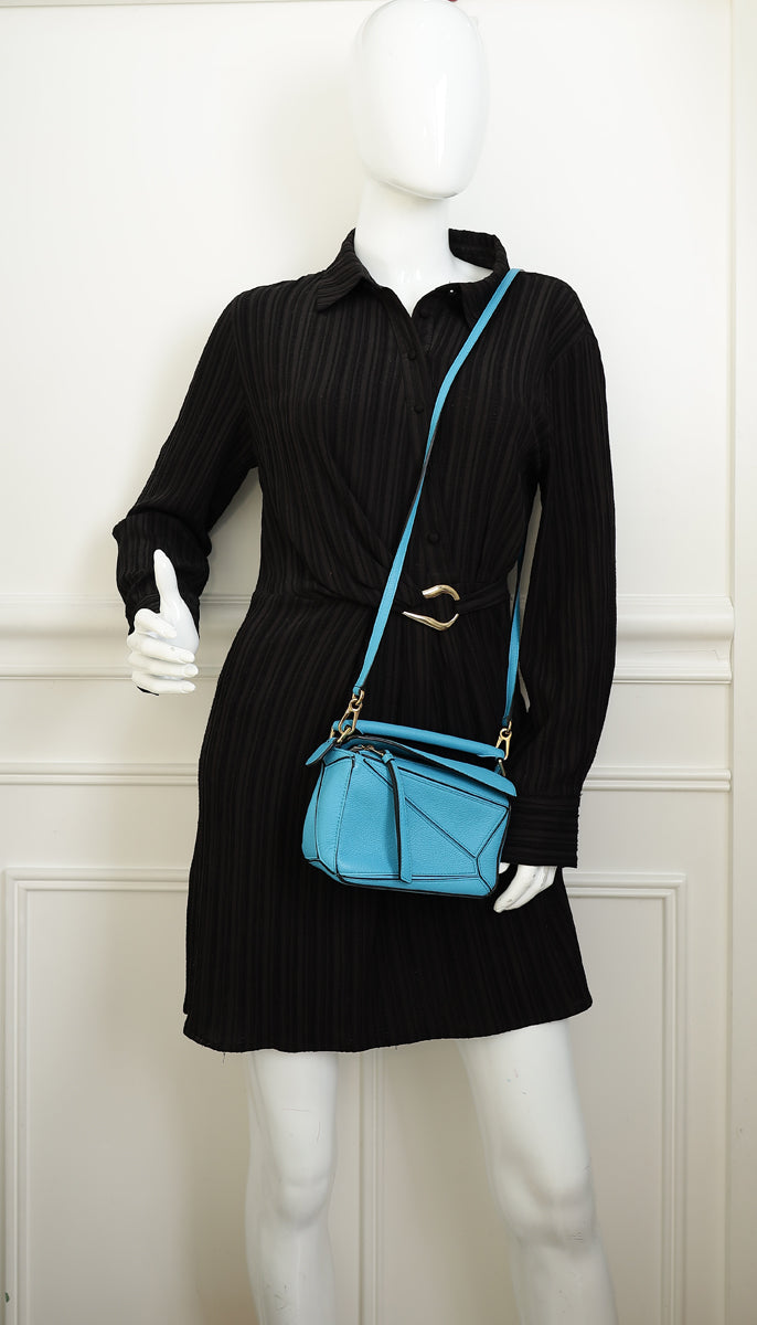 Loewe Cyan Puzzle Edge Mini Bag