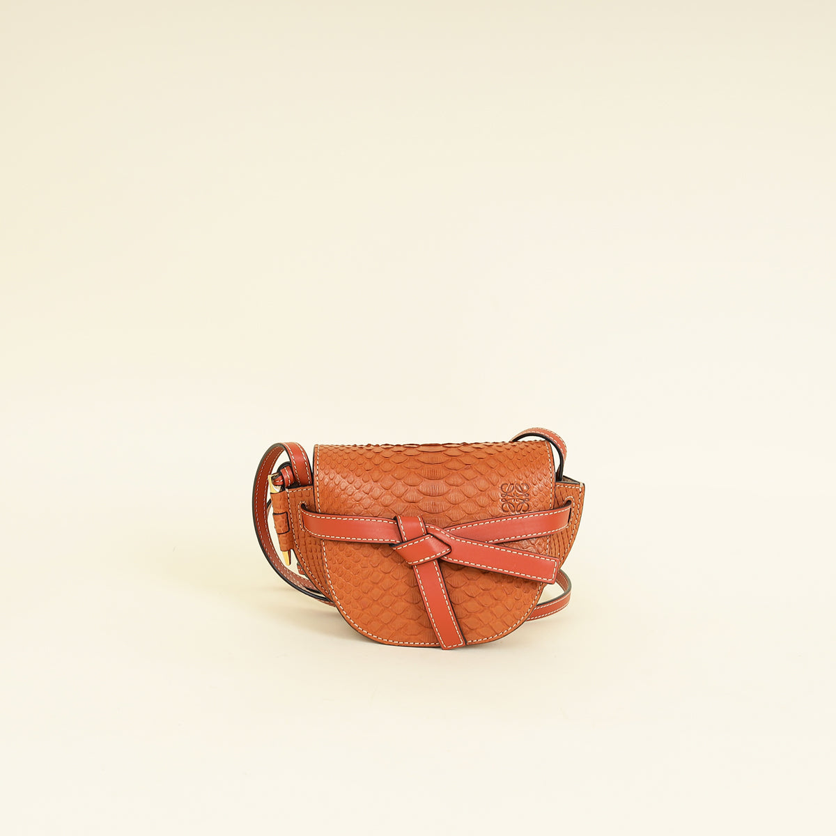Loewe Brown Python Mini Gate Bag-Loewe-THE CLOSET