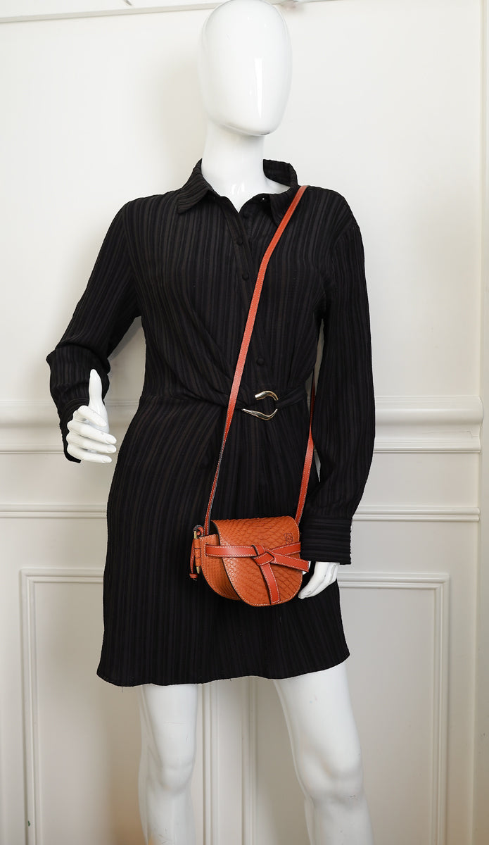 Loewe Brown Python Mini Gate Bag-Loewe-THE CLOSET