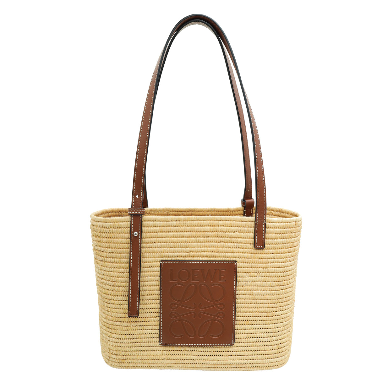 Loewe Bicolor Small Square Basket Raffia Bag