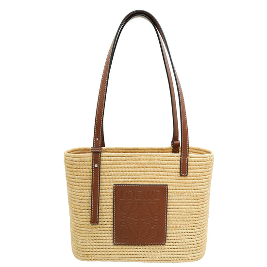 Loewe Bicolor Small Square Basket Raffia Bag